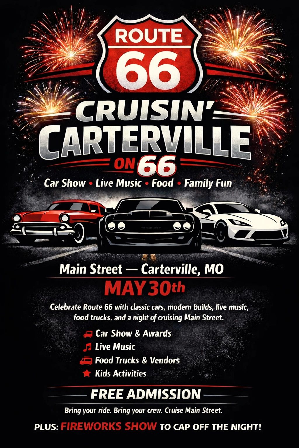 Cruisin' Carterville on 66 — May 30th — Plus, Leave Your Mark!